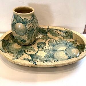 Terracotta Platter handmade Terra Cotta Decor Handmade Vintage